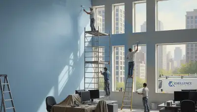 Tampa, FL commercial painters applying durable coatings to office and warehouse walls