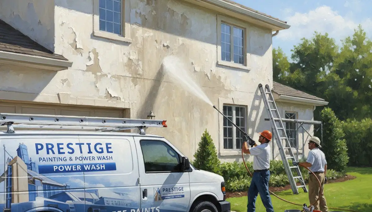 Tampa, FL pressure cleaning service removing algae and grime from a home exterior